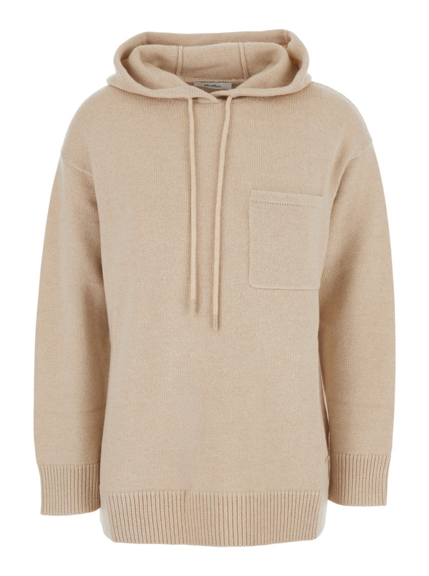 Beige Solid Hood Sweatshirt 1