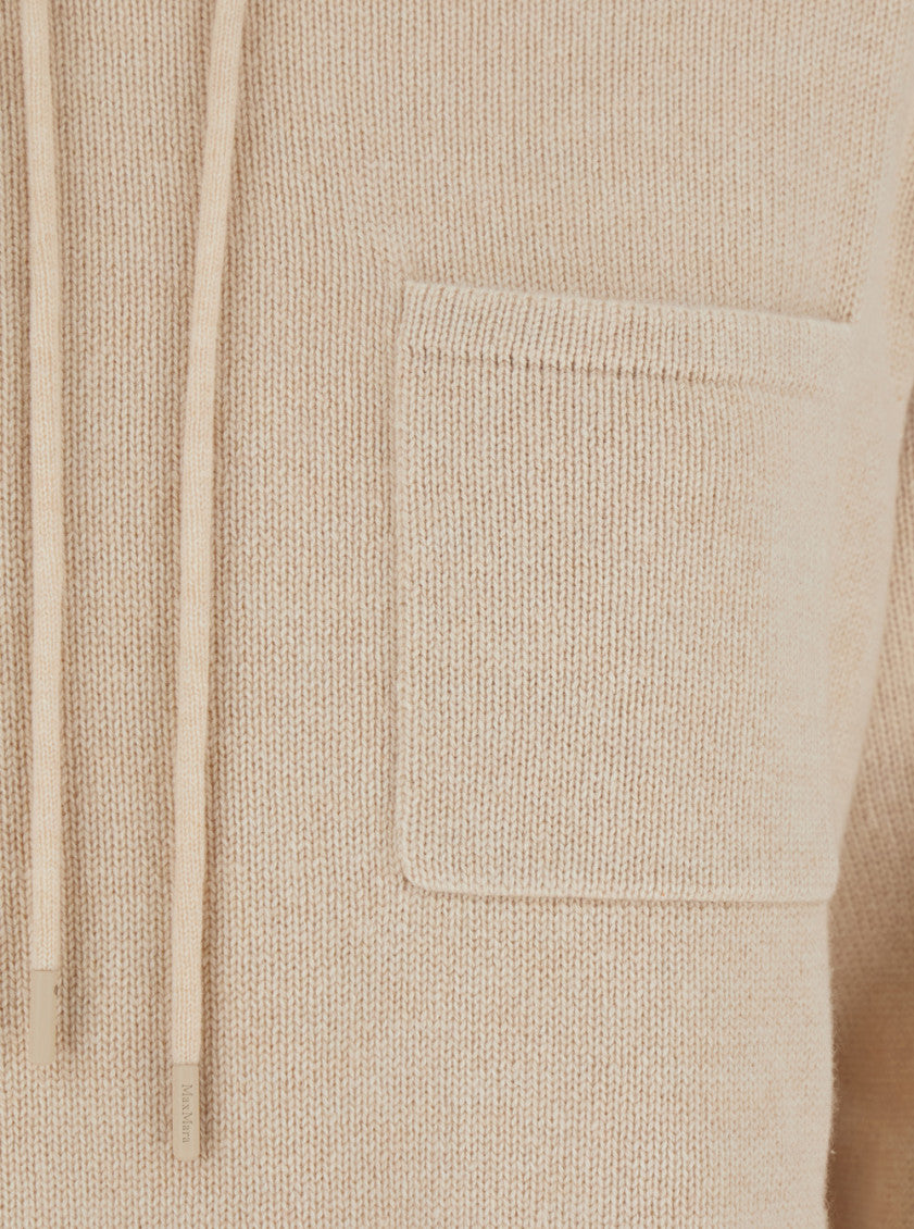 Beige Solid Hood Sweatshirt 3