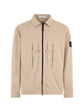 Beige Solid Zip Up Overshirt 1