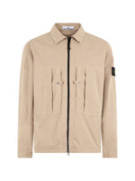 Beige Solid Zip Up Overshirt 1