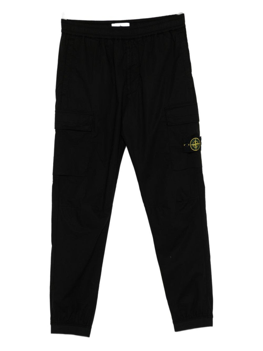 Black Cotton Cargo Trousers 1