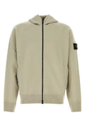 Beige Solid Zip Up Hoodie 1