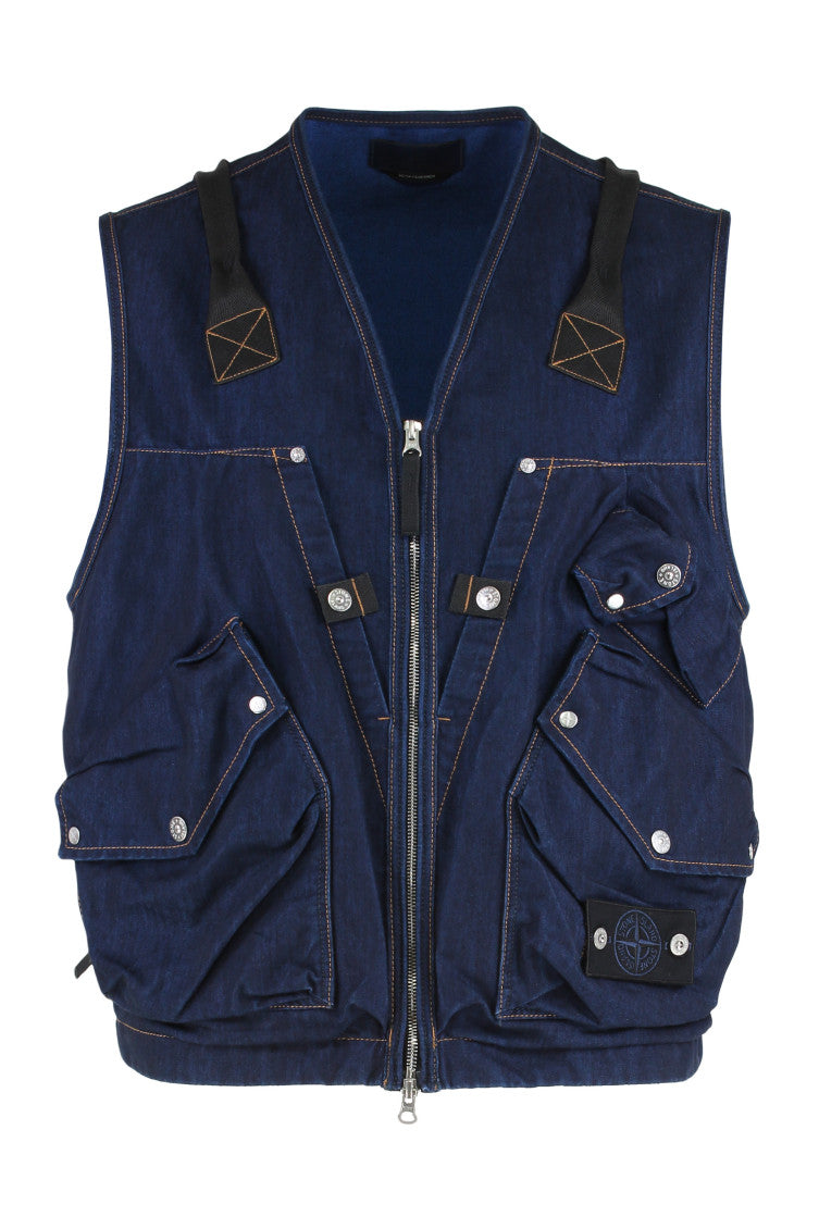 Blue V Neck Denim Vest 1