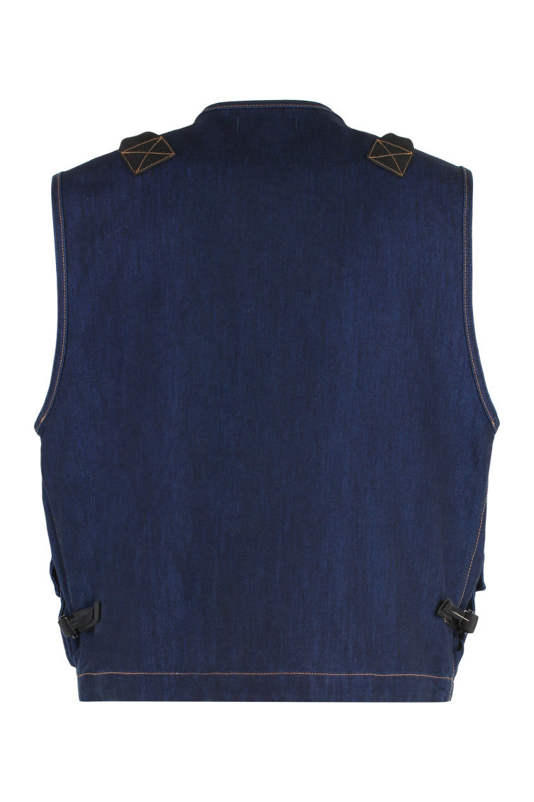 Blue V Neck Denim Vest 2