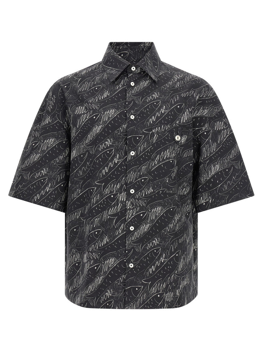 Black Boxy Printed Shirt 1