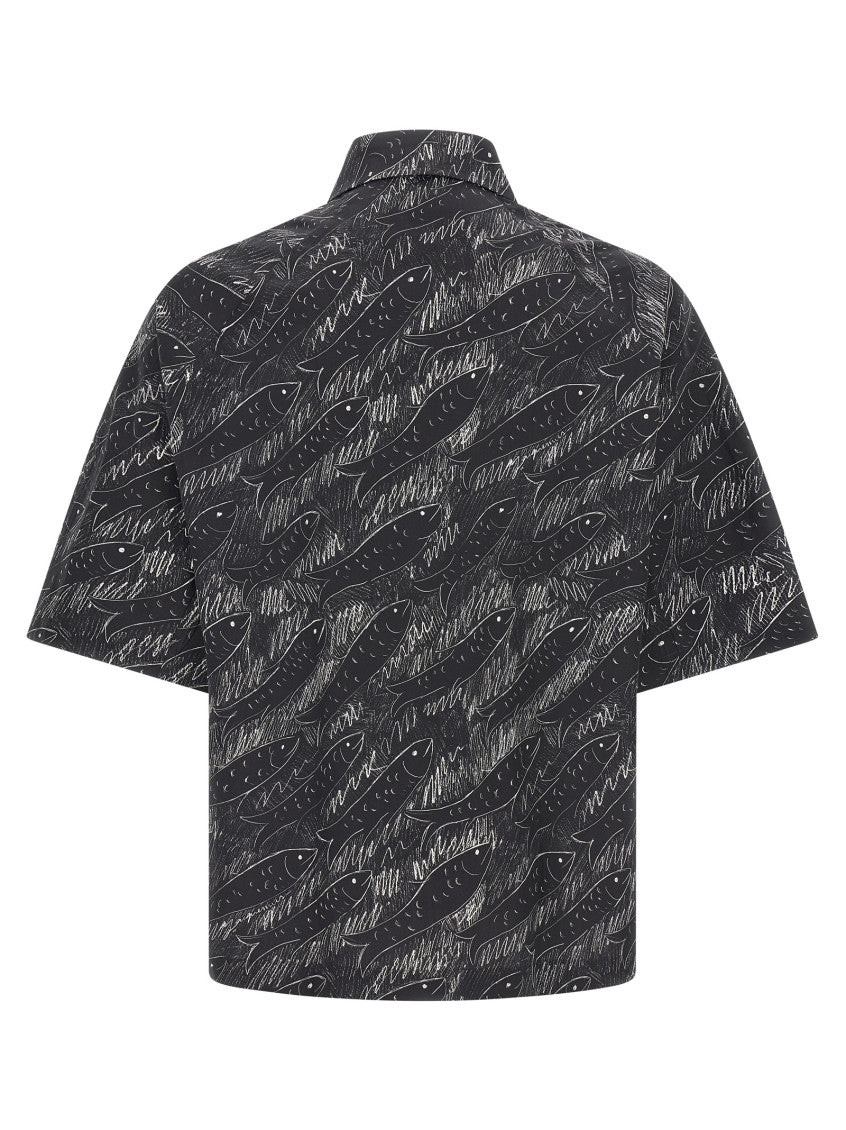 Black Boxy Printed Shirt 2