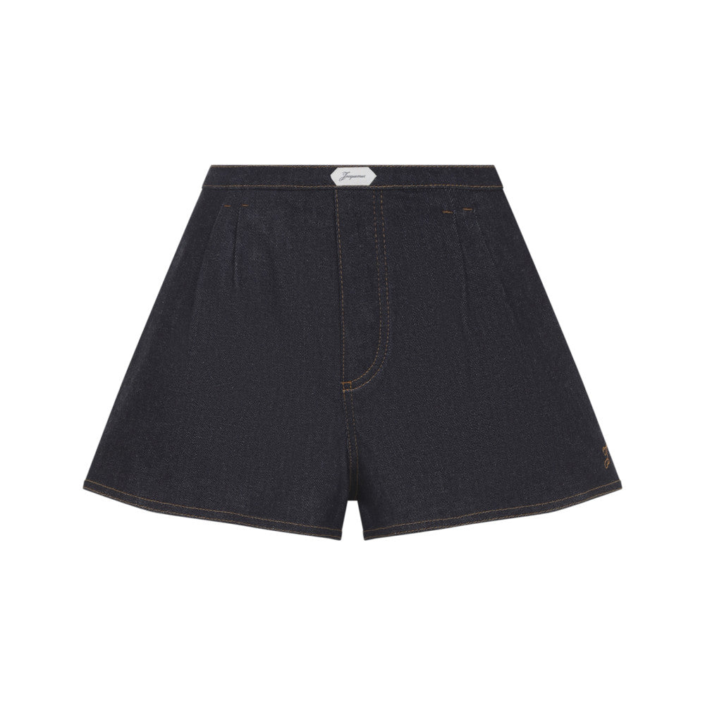 Navy Blue Solid Shorts 1