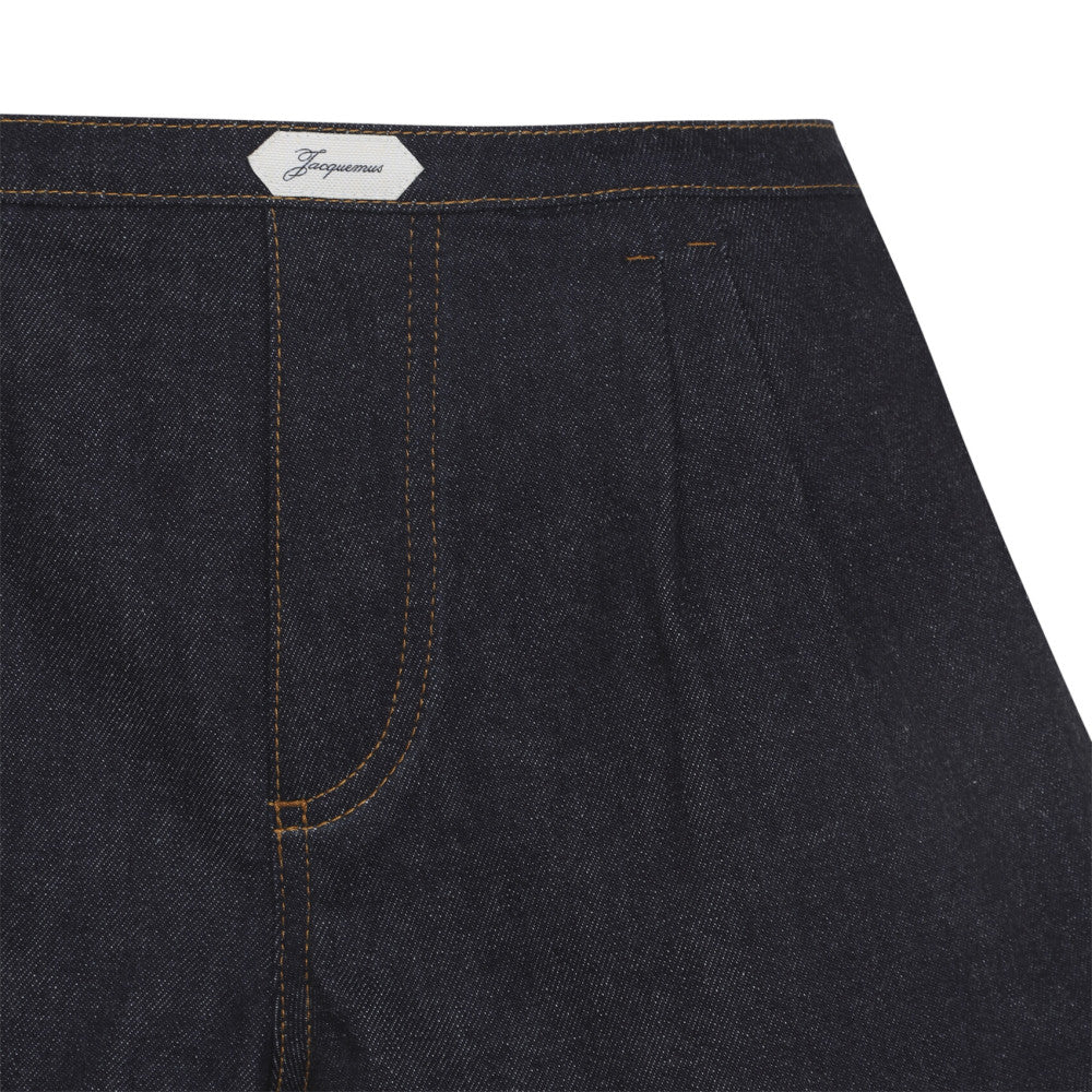 Navy Blue Solid Shorts 3