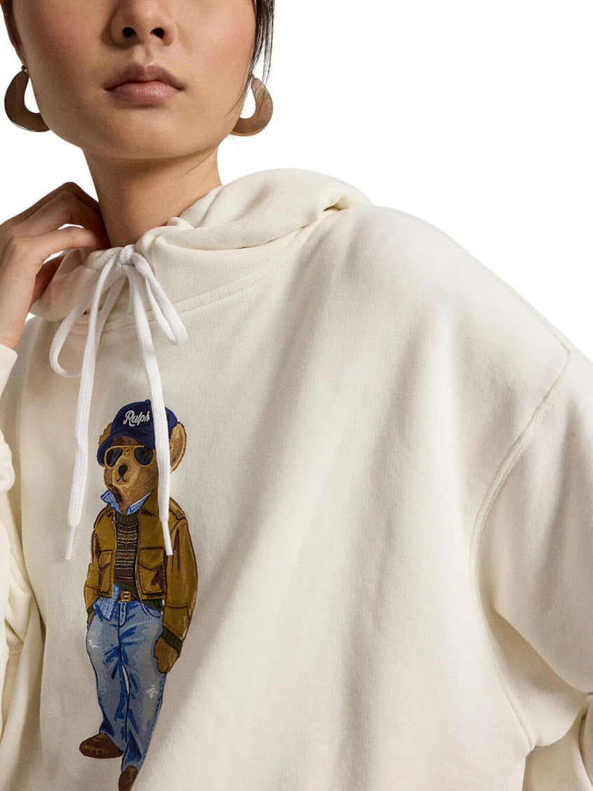 White Graphic Hood Sweatshirt 5