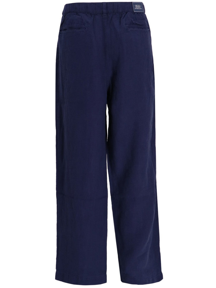 Navy Blue Solid Trousers 2