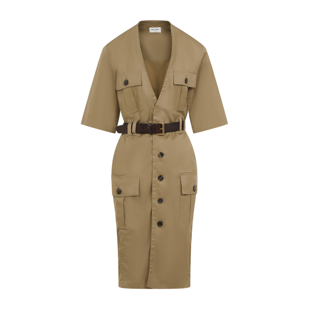 Beige Saharienne Cotton Dress 1