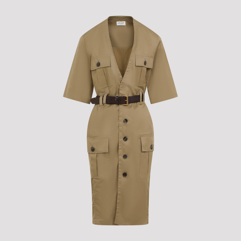 Beige Saharienne Cotton Dress 3
