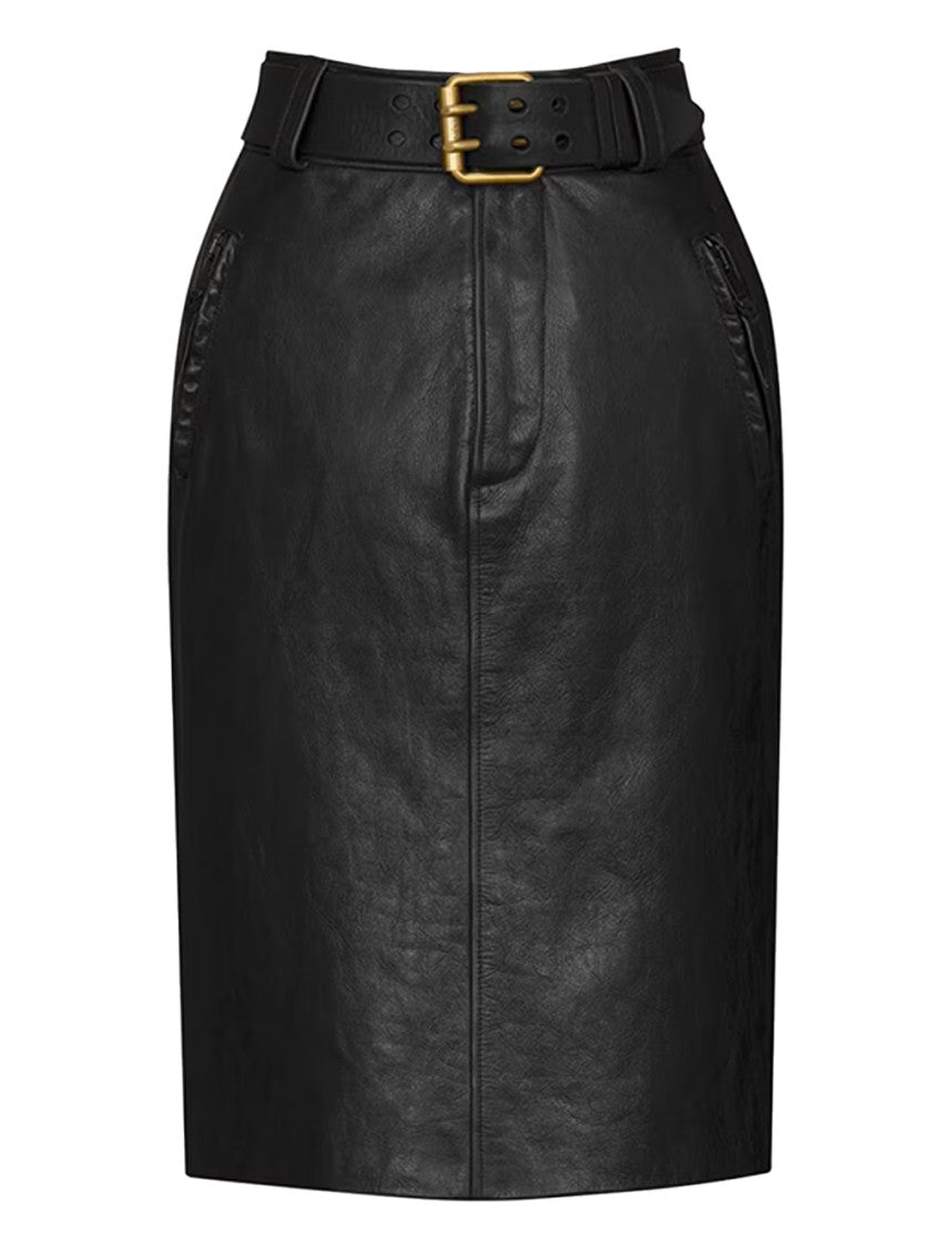 Black Solid Midi Skirt 1