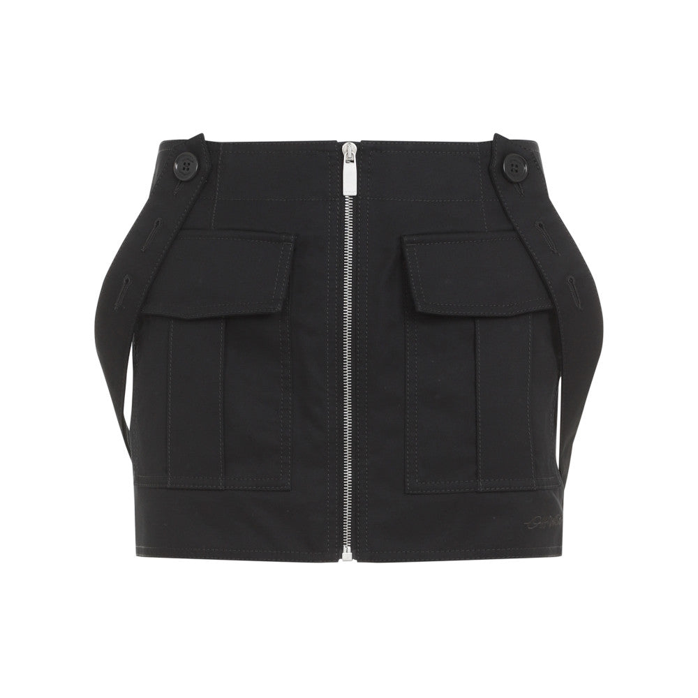 Black Cotton Straps Cargo Mini Skirt 1