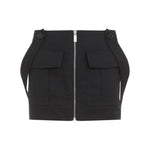 Black Cotton Straps Cargo Mini Skirt 1