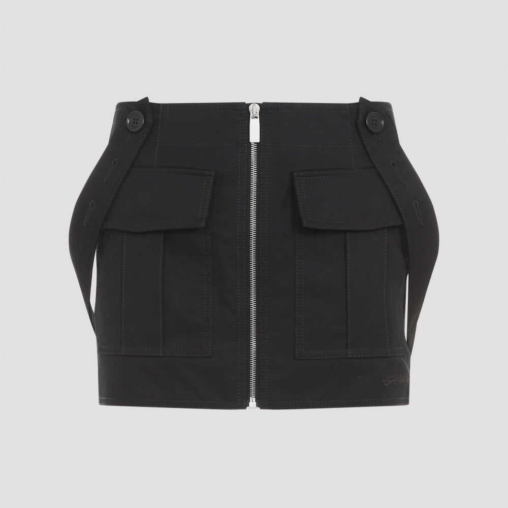 Black Cotton Straps Cargo Mini Skirt 2