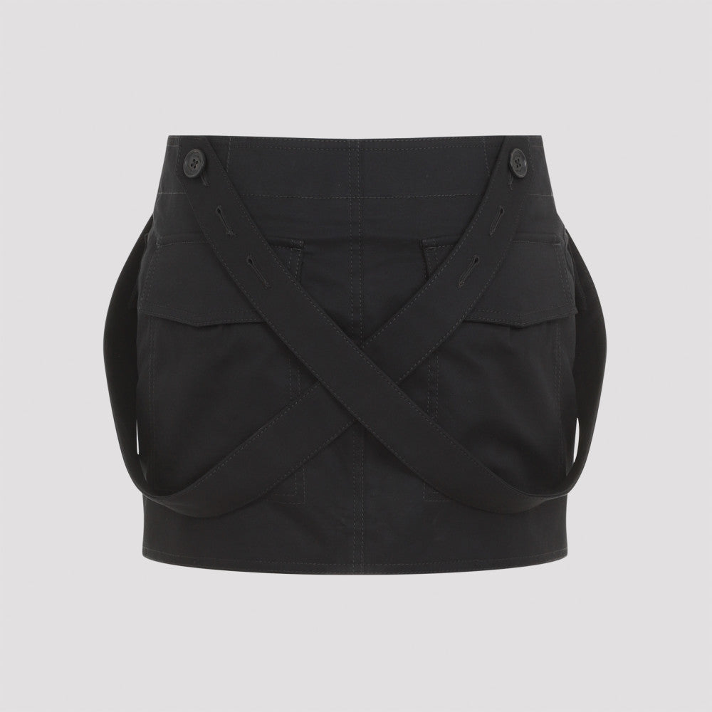 Black Cotton Straps Cargo Mini Skirt 4