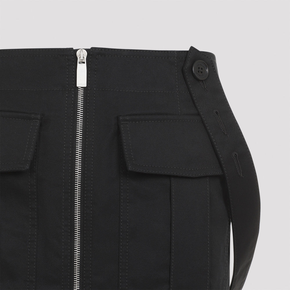 Black Cotton Straps Cargo Mini Skirt 5