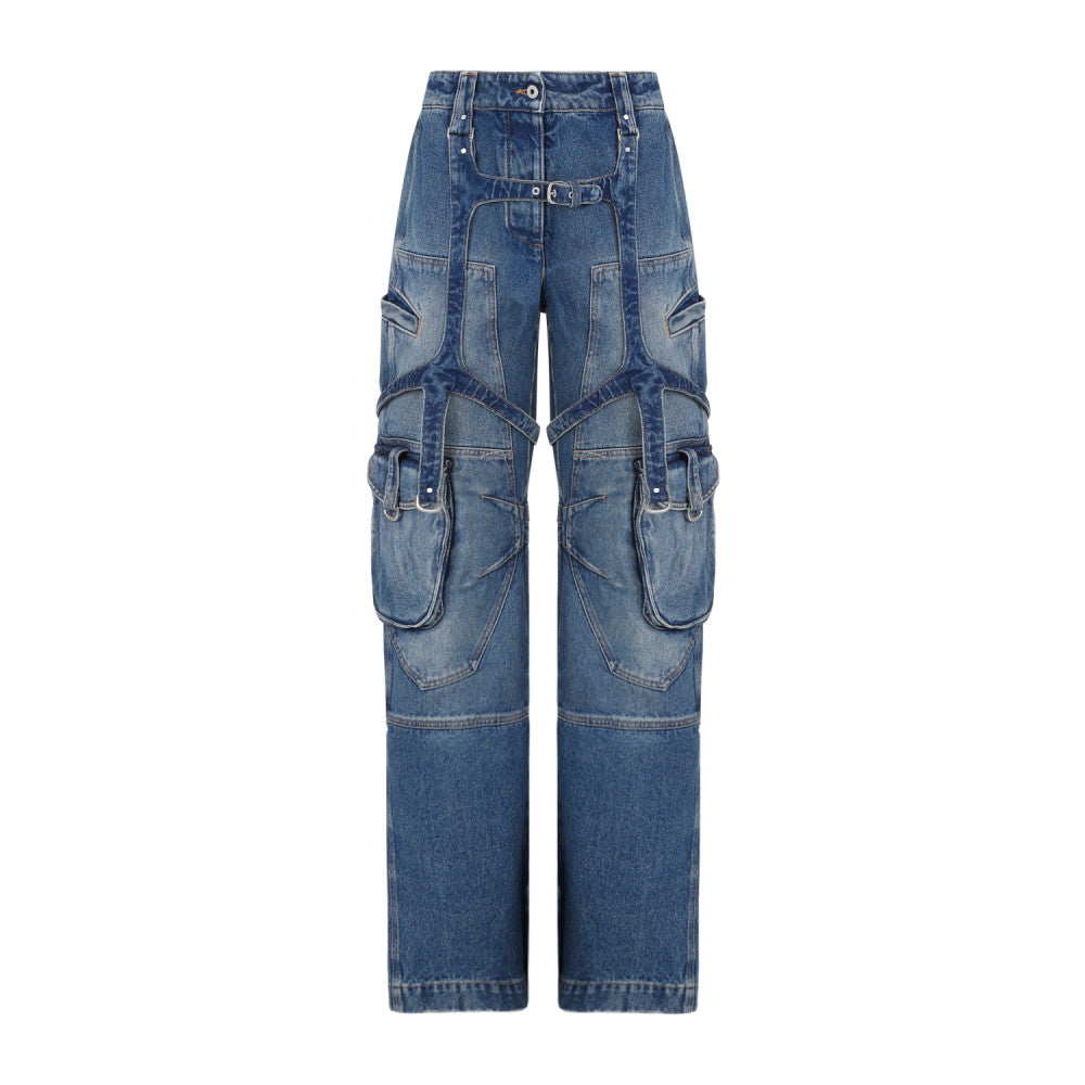Vintage Blue Cotton Cargo Over Pants 1