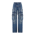 Vintage Blue Cotton Cargo Over Pants 1