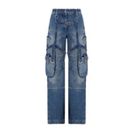 Vintage Blue Cotton Cargo Over Pants 1