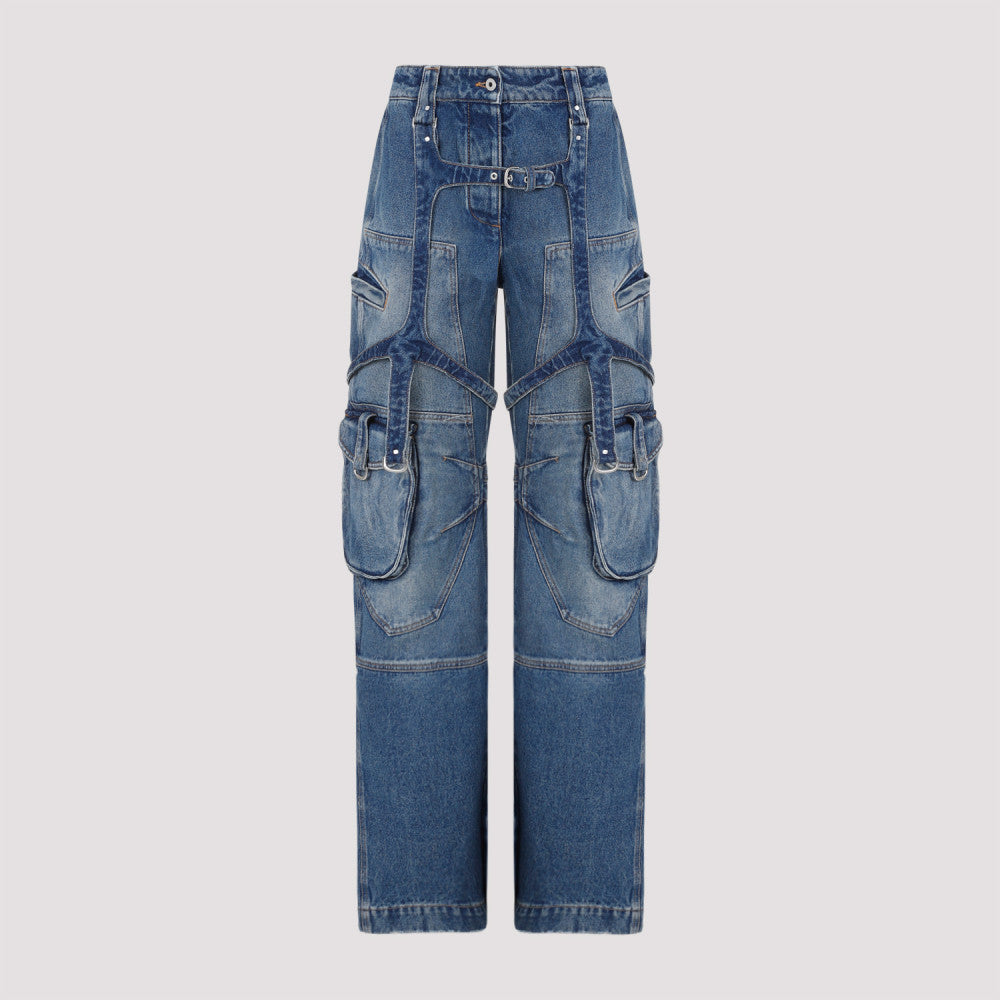 Vintage Blue Cotton Cargo Over Pants 2