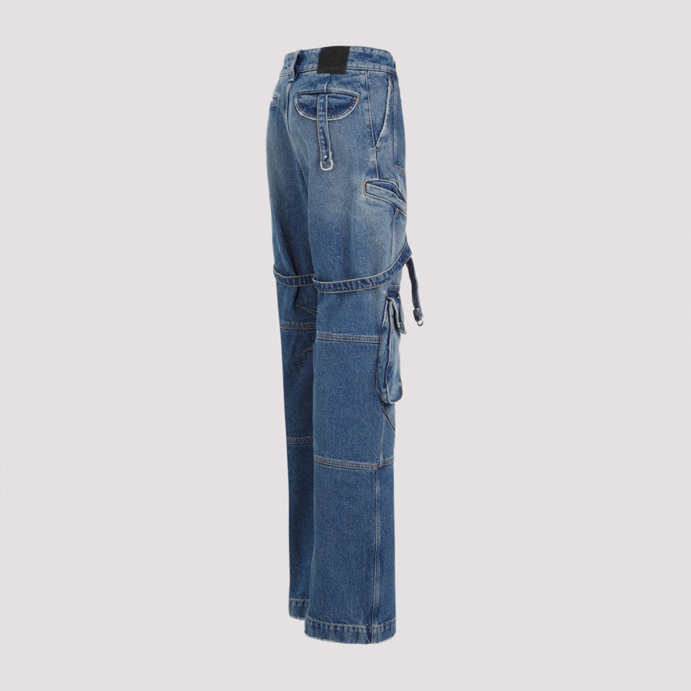 Vintage Blue Cotton Cargo Over Pants 5