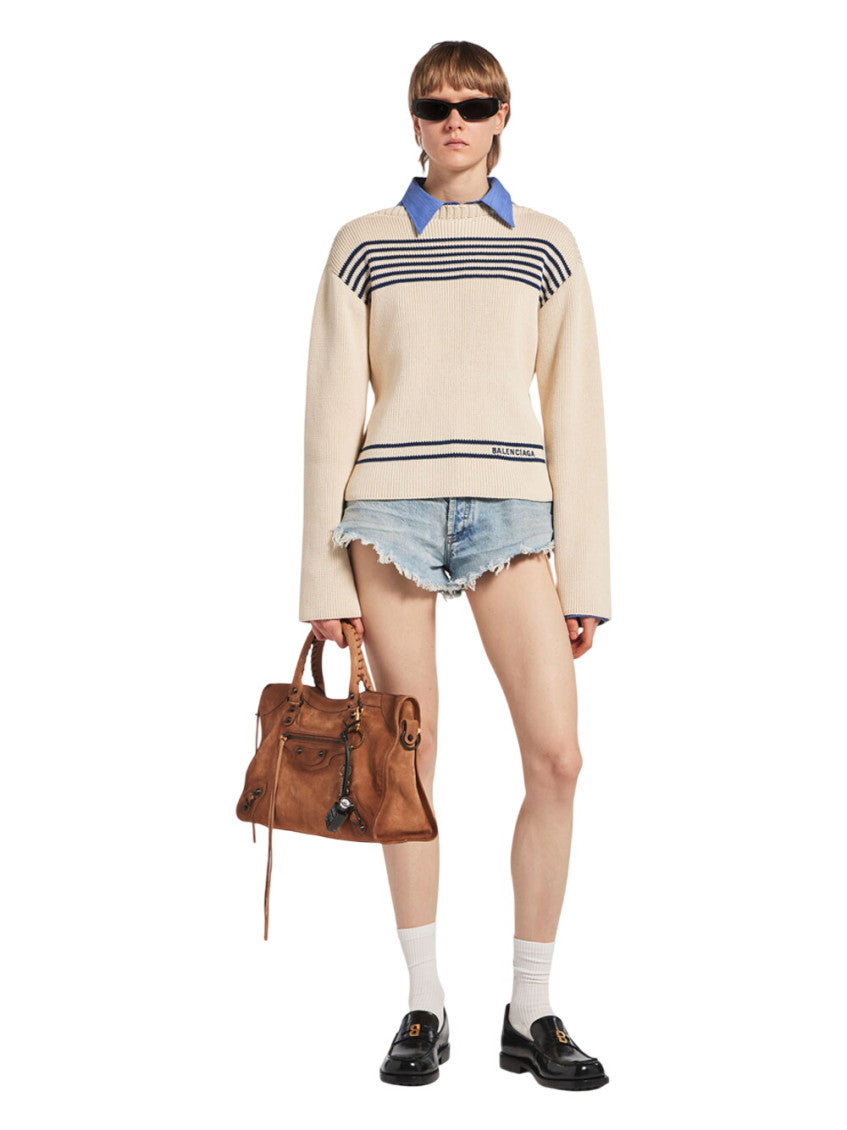 White Stripes Boat Neck Sweater 2