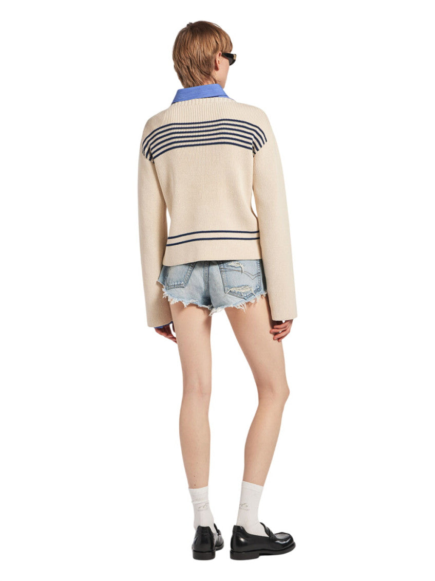 White Stripes Boat Neck Sweater 3