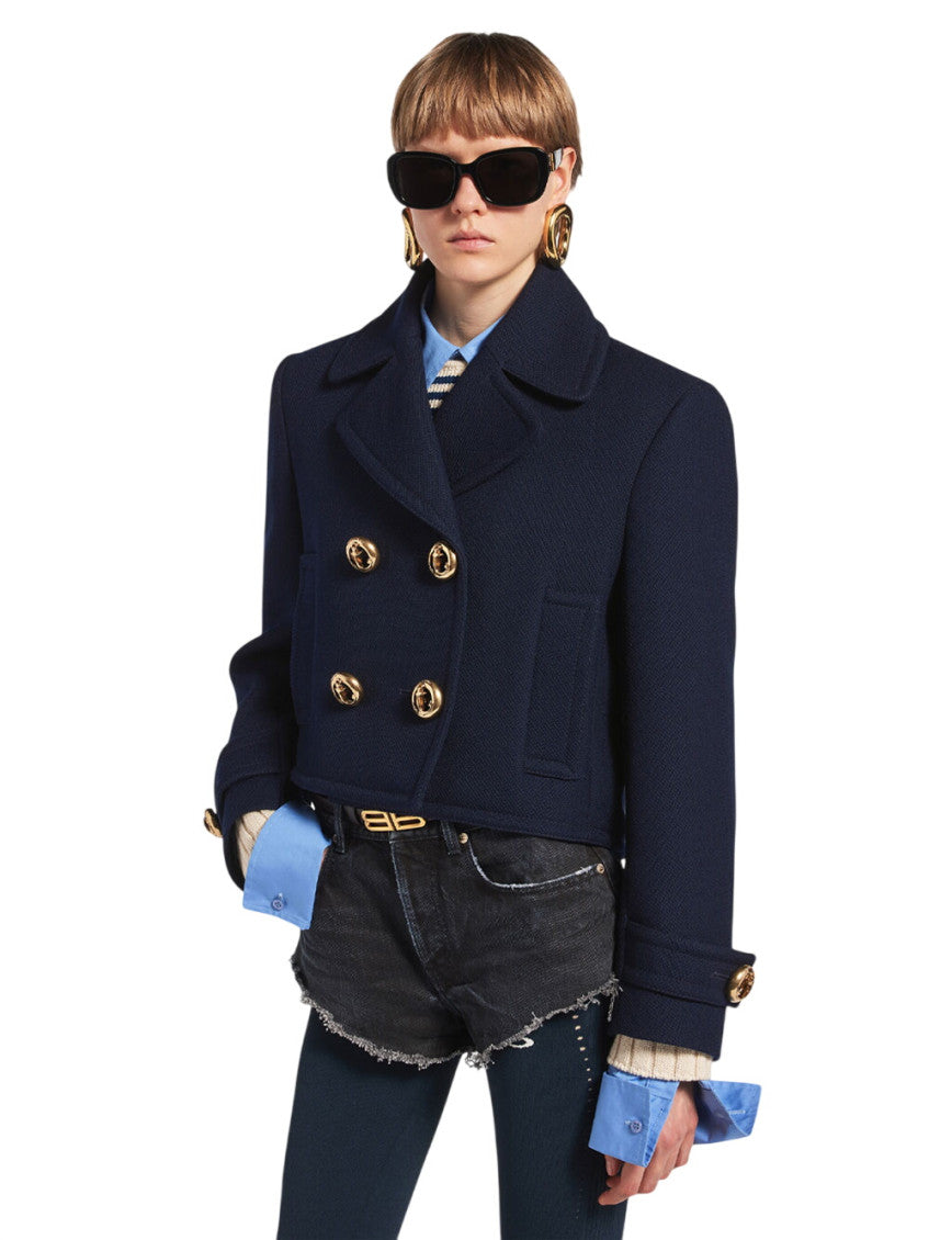 Navy Notched Lapel Trench Coat 4