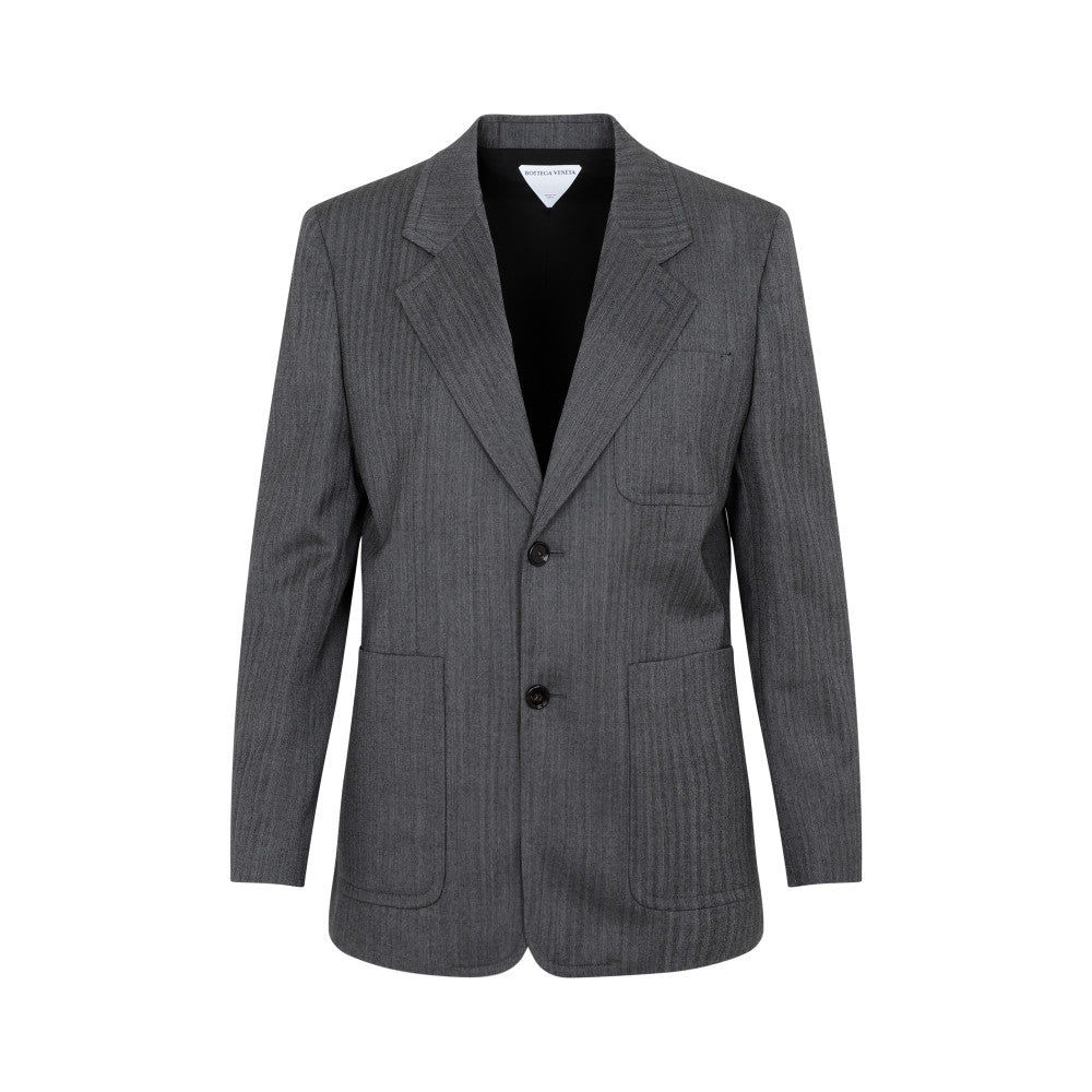 Grey Wool Chevron Jacket 1