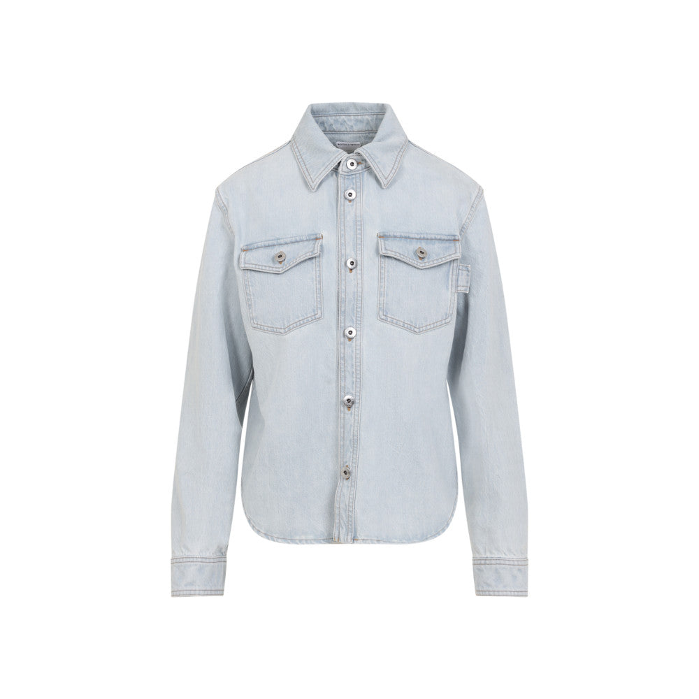 Light Blue Bleached Denim Shirt 1