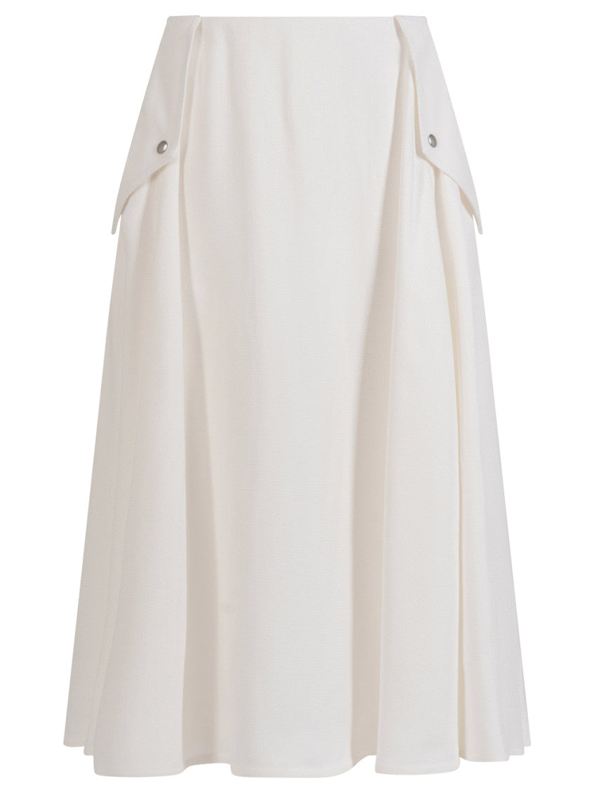 White Viscose Pleated Skirt 1