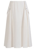 White Viscose Pleated Skirt 1