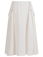White Viscose Pleated Skirt 1