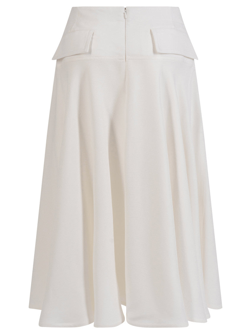 White Viscose Pleated Skirt 2