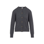 Grey Ribbed Knit Cardigan 1