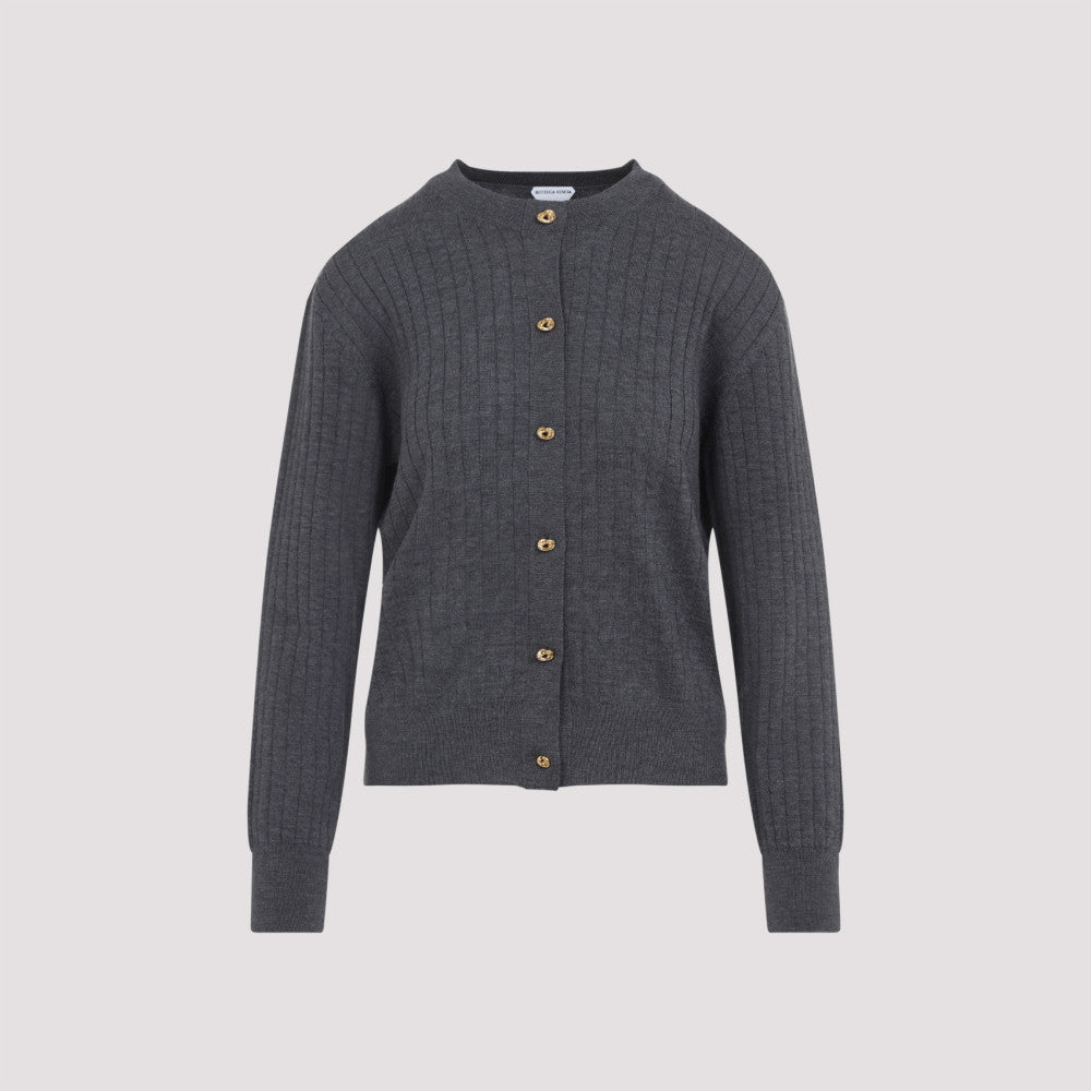 Grey Ribbed Knit Cardigan 2