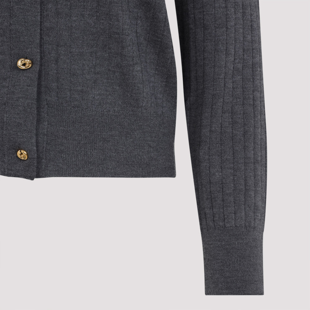 Grey Ribbed Knit Cardigan 5