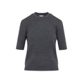 Grey Ribbed Knit Cropped Top 1
