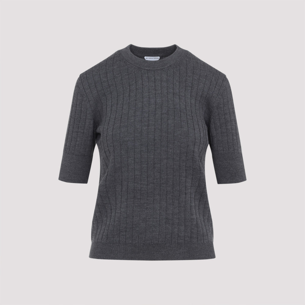 Grey Ribbed Knit Cropped Top 3