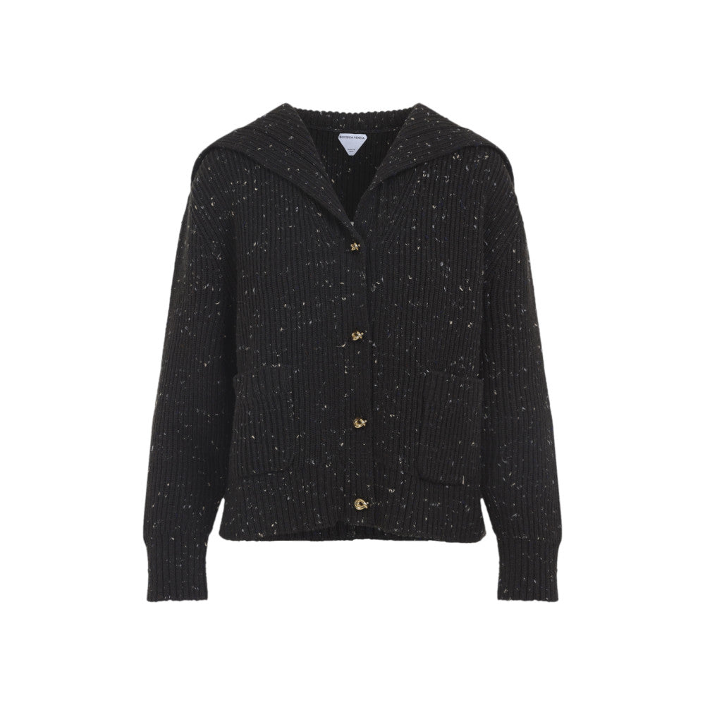 Dark Brown Wool English Rib Cardigan 1