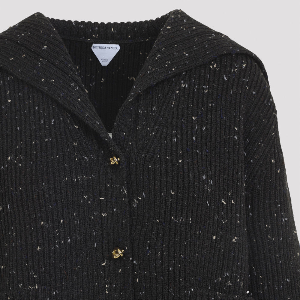 Dark Brown Wool English Rib Cardigan 5