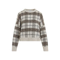 Beige Checks Crew Neck Sweater 1