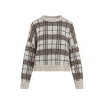 Beige Checks Crew Neck Sweater 1