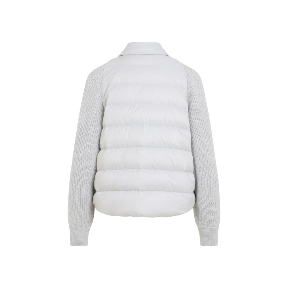 Grey Quilted Shirt Collar Jacket 2