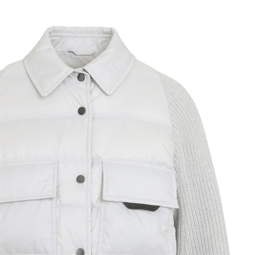 Grey Quilted Shirt Collar Jacket 3