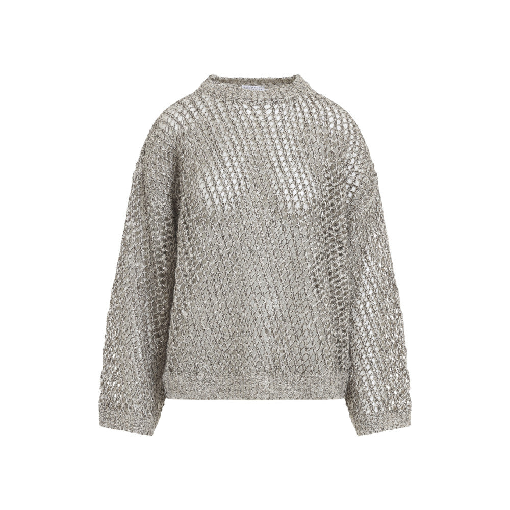 Grey Knitted Crew Neck Sweater 1
