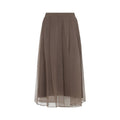 Brown Pleated Midi Skirt 1
