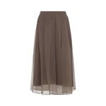 Brown Pleated Midi Skirt 1